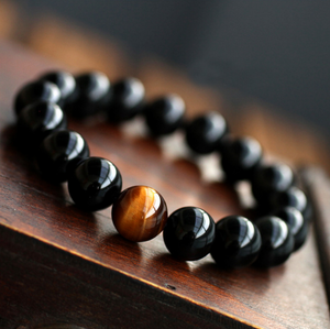 Open image in slideshow, Onyx &amp; Tigers Eye Stone Bracelet

